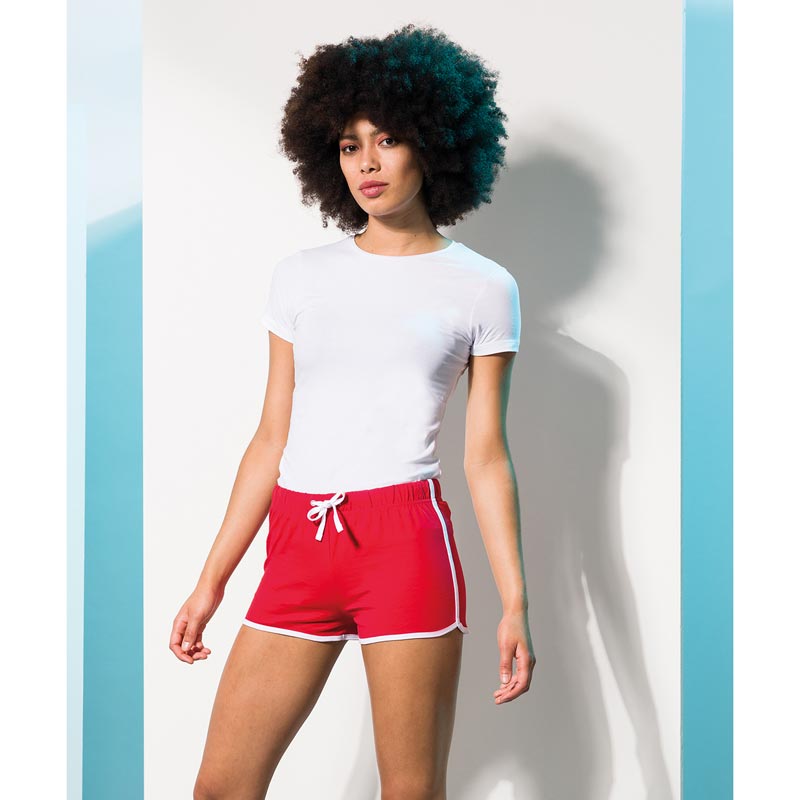 Women's retro shorts - Burgundy/White XS